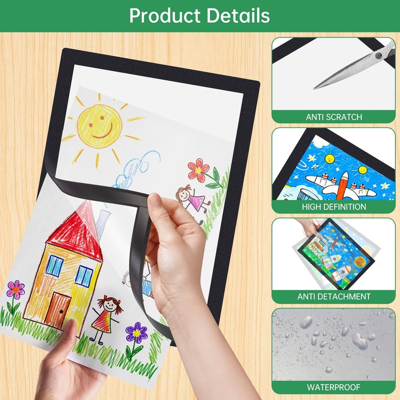 10 Pcs Magnetic Photo Frames, A4 Magnetic Picture Frame, Black