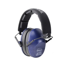 TITUS Slim-line Earmuffs and Safety Glasses Combo Pack (Navy Blue, Grey Frame w/Mirrored Lens)