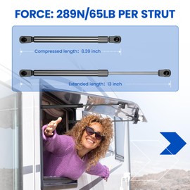 SYKRSS 95966 13" Gas Strut,65Lbs/289N Lift Support,Gas Spring for Snugtop LEER are ATC Camper Shell Topper Rear Window, Hydraulic Lift Support Truck Toolbox Cap Canopy, 2-Piece Set (1015904)