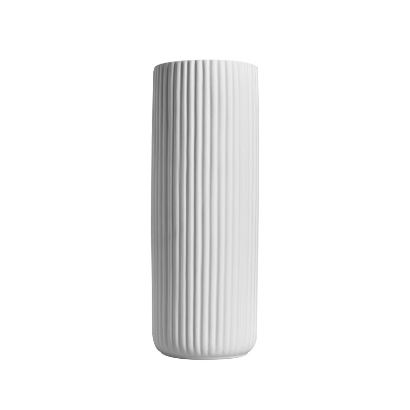 White Ceramic Vase - Modern Design Vase, Ribbed Vase for