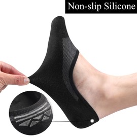 No Show Socks for Men Women, Loafer Sneakers Low Cut Invisible Socks，Unisex Non Slip Short Socks, 6 Pairs（black+white）, 9-12