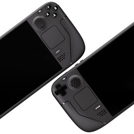 PlayVital Thumb Grip Cap for Steam Deck LCD, Joystick Cap Cover for PS Portal, Grip Joystick Cap for Steam Deck OLED [Black] Diamond Grain & Crack Bomb Design