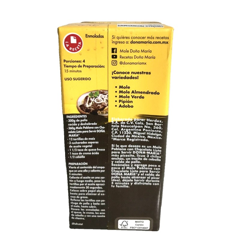 Doña Maria 4-Pack Mole Poblano c/Chocolate DOÑA MARIA Mexican Mole