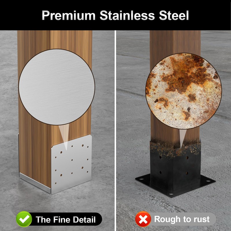 8"x 8" Post Base, 2Pcs Stainless Steel Adjustable Post Anchor