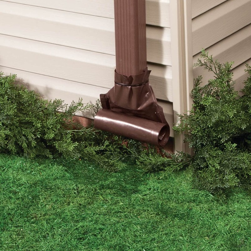Brown Downspout Extension Set of 2 Rain Gutter Flexible, Drain