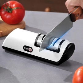 Electric Knife Sharpener USB Rechargeable – 2-Stage White Tool | Free Ship