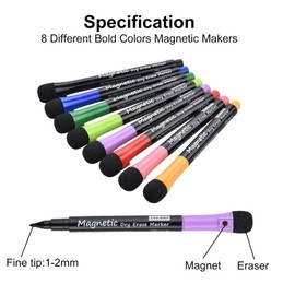 LivDeal Magnetic Dry Erase Markers - Fine Tip, Assorted Colors, 8 Pack, Low Odor Whiteboard markers for kids, Work On White board & Calendar, Refrigeratorr