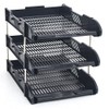 Set Of 3 Black A4 Foolscap Desk File Letter Trays