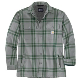 Carhartt Men's Relaxed Fit Flannel Sherpa-Lined Shirt Jac, Weather Ash, Medium