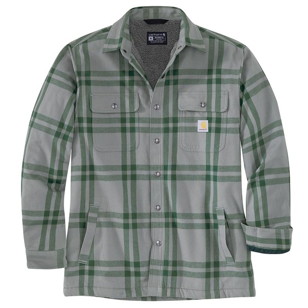 Carhartt Men's Relaxed Fit Flannel Sherpa-Lined Shirt Jac, Weather Ash,