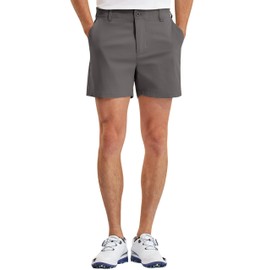 PULI Golf Shorts Men Relaxed Fit Stretch Dress Lightweight Casual Waterproof Travel Quick Dry Flat Front Shorts Grey 36W×5L