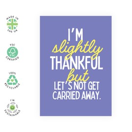 Thank You Card Indirectly - 'Slightly Thankful' - Gifts for Friends, Family, Co-worker, Colleagues, Bestie, Bruv, Mate, Brother, Him, Her - Sincere - Comes with Fun Stickers