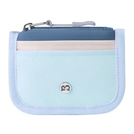 Babysun Mini Rfid Card Holder Slim Wallet with Change Zipper Pocket/3 Crad Slots/Key Ring, Small Wallet Thin Credit Card Wallet for Women & Men, DarkBlue, Minimalist