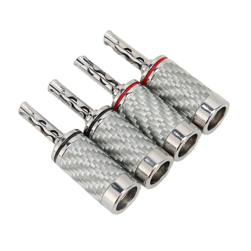 4pcs BFA Banana Plug Brass White Carbon Fiber Shell Speaker