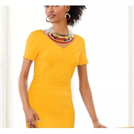 Ashro 2X PLUS Ashro Yellow Spring Wedding Church Party Bittersweet Bodycon Dress