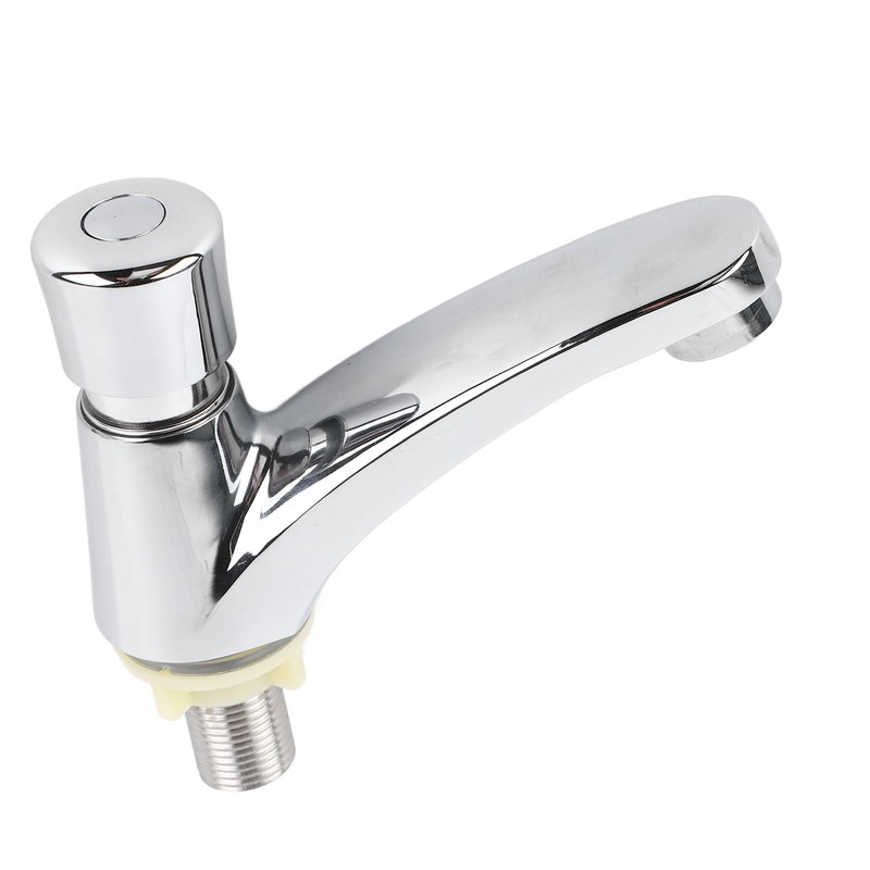 Time Delay Basin Sink Faucet Copper Alloy Push Switch Water