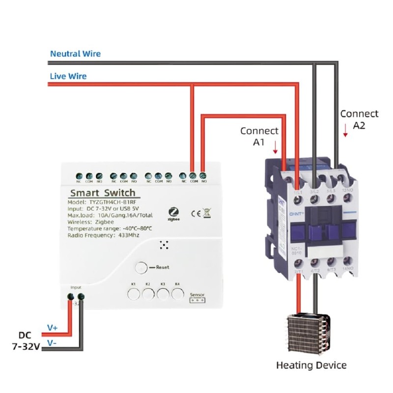 MHCOZY Smart Zigbee Temperature Controller 5-32V Dry Contact Passive Output