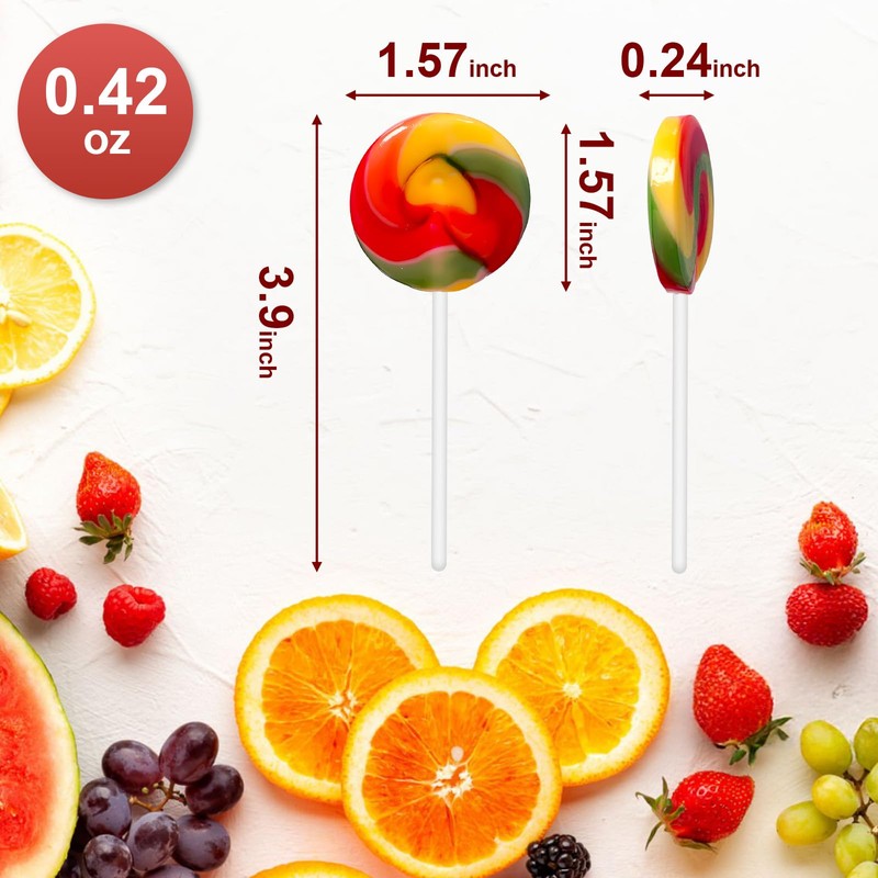 32 Pack Rainbow Candy Lollipops Without Dyes and Artificial Colors,