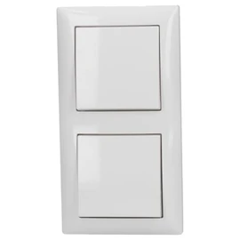 Busch Jäger Complete Set - 2 x Light Switch / Rocker Switch Complete with Double Frame 1722-914 in Elegant Busch Balance SI Design in Alpine White