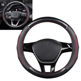 ELXAutoMaster 15" Carbon Fiber Leather Car Steering Wheel Cover for Kia Optima Soul Sportage