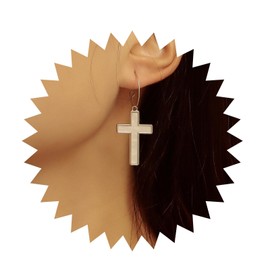 Inilbran Boho Cross Dangle Earrings Vintage Religious Cross Earrings Silver Cross Huggie Hoop Earrings Punk Metal Cross Drop Earrings Jewellery for Women and Girls, Zinc