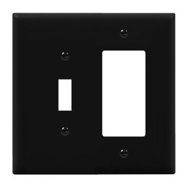 ENERLITES Combination Toggle Light Switch/Decorator Light Switch Plate, Double Switch Wall Plate, Mid-Size 2-Gang 4.88" x 4.92", Polycarbonate Thermoplastic, 881131M-BK, Black