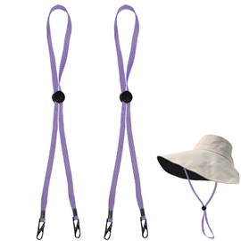 2Pcs Windproof Rope for Hat, Flexible Adjustable Hat Strap Removable Windproof Hat Chin Cord Anti Lost Strap with Clips Hat Chin Cord(purple)