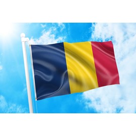 DMSE National Republic of Chad Drapeau du Tchad علم تشاد‎ Flag 2X3 Ft Foot 100% Polyester 100D Flag UV Resistant (2'X3' Ft Foot)