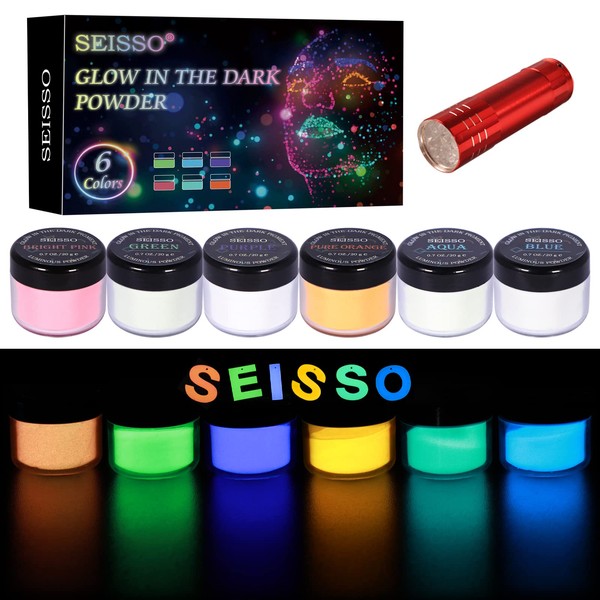 Glow in The Dark Powder Pigment with Flashlight, 120g Luminous
