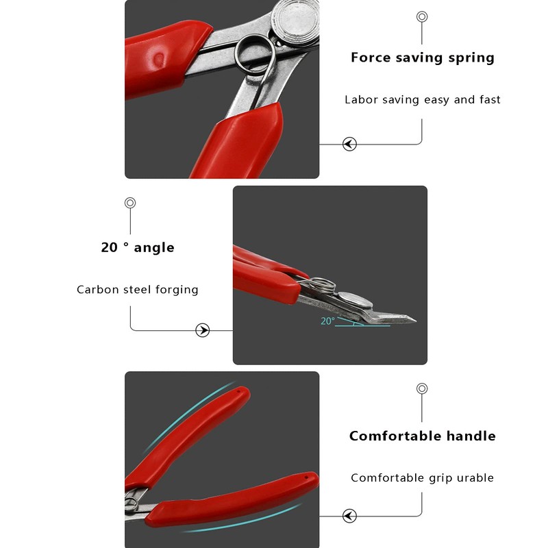 Diagonal Pliers, Electrical Wire Side Cutting Pliers Precision Flush Cutters,