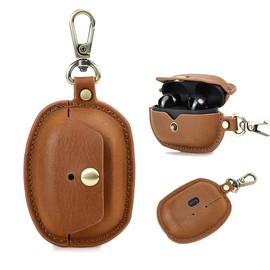 Contacts Wireless Earphones Case Compatible with Sony WF-1000XM5 Leather Case for WF1000XM5 Earbuds Headphone Portable Cover with Charging Port (Brown)