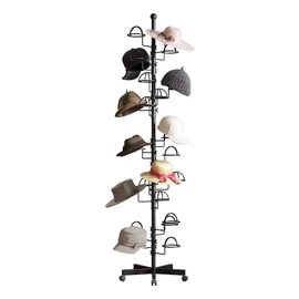 Thick forest Freestanding Hats Rack Stand Metal Hats Display Stand with 25 Customizable Circular Hooks for Home or Commercial(Black)