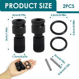 2 Pieces Socket Adapter 1/2 Square Drive to 1/4 Hex Shank, Hex Shank Bit Adapters Impact Wrench Accessories for Impact Wrench Screwdriver Bit Holder