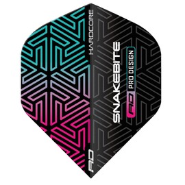 RED DRAGON Peter Wright Snakebite Hardcore Premium Black and Rainbow Dart Flight - 3 Sets per Pack (Total 9 Dart Flights)