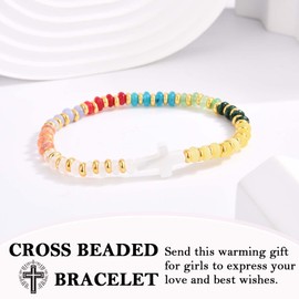 FIEEFX Easter Basket Stuffers for Teens Boys Girls Kids, Colorful Cross Bracelet Easter Gifts Basket Fillers Egg Stuffer with Card for Daughter Granddaughter Niece Sistr