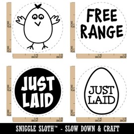 Just Laid Egg Free Range Chicken Rubber Stamp Set for Stamping Crafting Planners - 1/2 Inch Mini