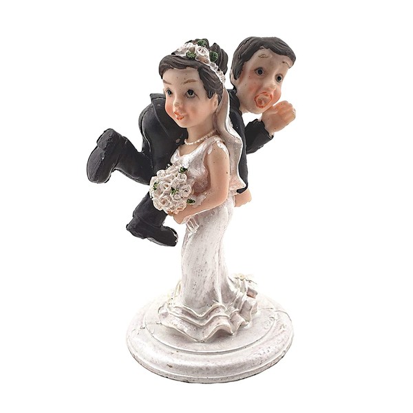 Bride and Groom Cake Top Funny Couple Bride Carrying Groom