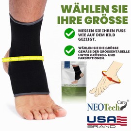 NEOtech Care Ankle Support - Elastic & Breathable - Medium Compression (Black, 1 Pair, Size M)