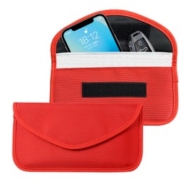 Lyxheth 2PCS Faraday Bags for Car Key and Cell Phone, Signal Blocking Bag, Faraday Key Fob Protector, Universal Cell Phone Privacy Card Protection Car Accessories for Anti-Thefting (Red)