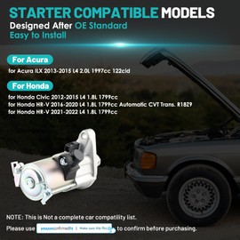 Farrme 19159 Starter Motor Fit for Honda Civic 2012-2015 1.8L, HR-V HRV 2016-2022 1.8L, for Acura ILX 2013-2015 2.0L Automotive Replacement Starters#31200-R1A-A01, 31200-R1A-A11, 19264 Engine Starter