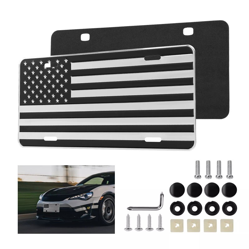 VEHITO American Flag License Plate, Black Front Flag License Plates