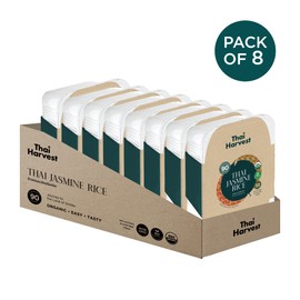THAI HARVEST 100% USDA Organic Jasmine Rice 7 Ounce (Pack of 8) Microwaveable 90 Seconds Ready to Eat Instant Jasmine Rice for Quick Dinner Meals Zero Preservatives Gluten Free
