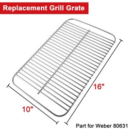 DELSbbq 80631 Stainless Steel Grill Cooking Grate for Weber Go-Anywhere Charcoal and Gas Grills, Replacement for Weber 70211 3634 67195, 16" x 10"