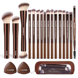 MAANGE Juego de brochas de maquillaje 19 piezas, brochas de maquillaje para viajes, sombras de ojos, polvo, correctores, base profesional. Juego de br