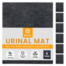 Urinal Mats Non-Slip Non-Adhesive Water Absroption Bathroom, Restaurant, Gym, Restroom Toilet floor Pad for Men and Women Rectangular Shaped Dark Gray Commercial Splash (6 PACK)