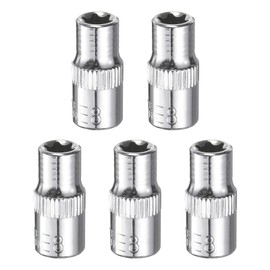 HARFINGTON 5pcs E-Torx Socket 1/4" Drive E8 Star Female Socket 1" Length External Torx Deep Sleeve CR-V Chrome Plating 6 Point Spline Sleeve for Auto Repairs Home Maintenance