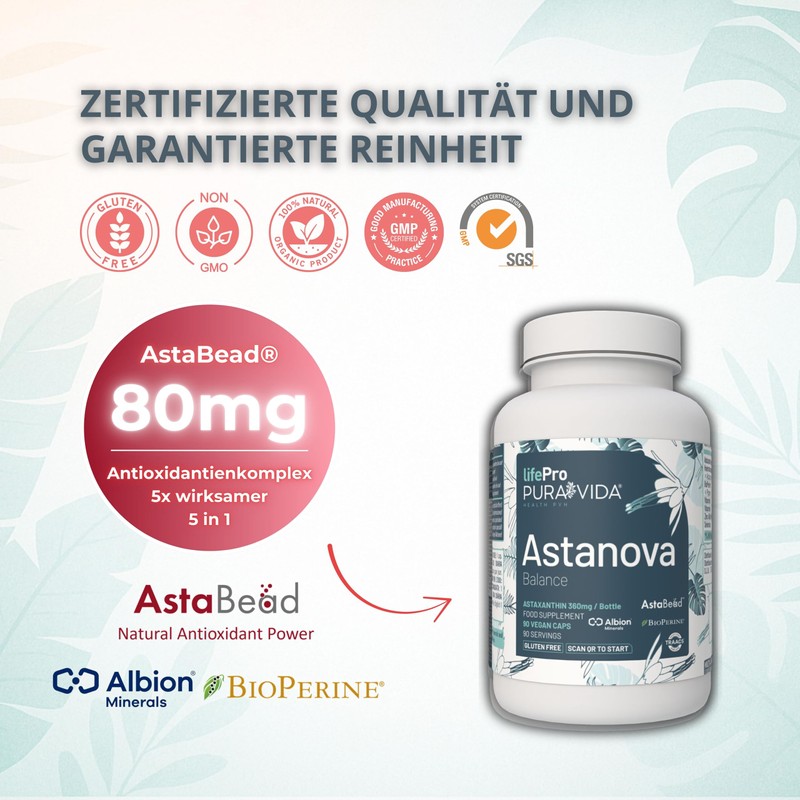 Astaxanthin High Dose Astanova - 80mg AstaBead (4mg Pure Astaxanthin)