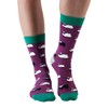 Women Bamboo Crew Socks Sheep Med 4-7 Purple