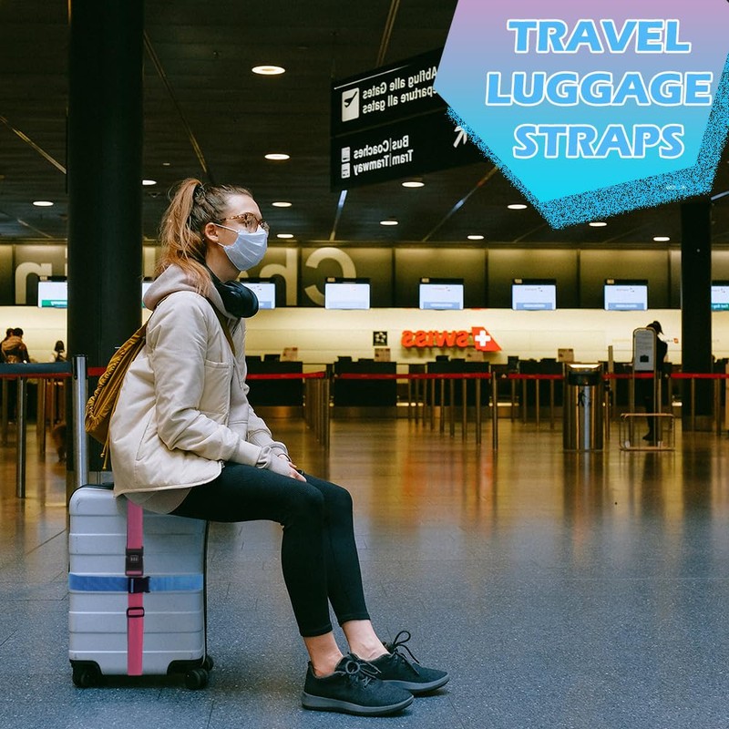 Aieino Lockable Luggage Straps 4 Pack, Heavy Duty Suitcase Straps