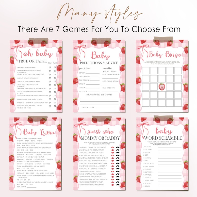 HandEasy Baby Trivia Game, Fun Baby Shower Games and Activities,Strawberry